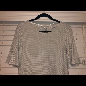 Cream & Black Striped Bell Sleeve Top Size M